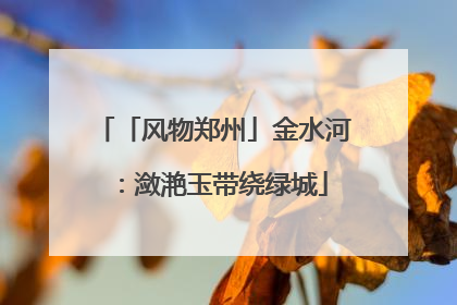 「风物郑州」金水河：潋滟玉带绕绿城