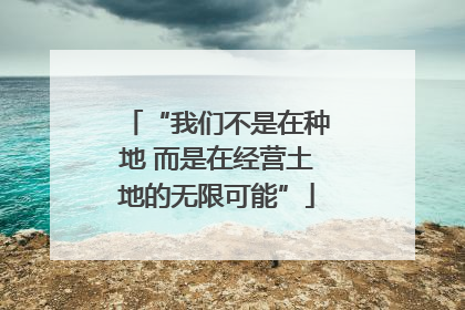 “我们不是在种地 而是在经营土地的无限可能”