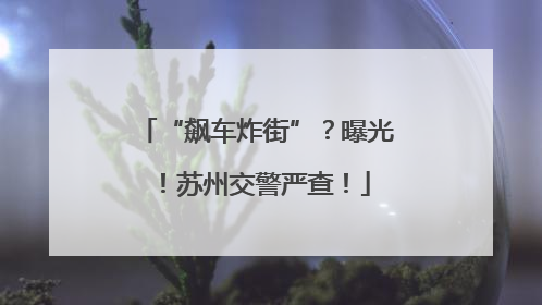 “飙车炸街”？曝光！苏州交警严查！