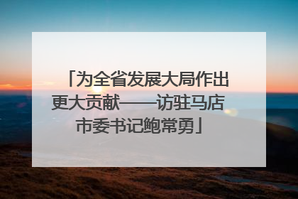 为全省发展大局作出更大贡献——访驻马店市委书记鲍常勇