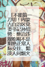 不能搞一刀切！内蒙古自治区党委书记孙绍骋：整治违规吃喝不是阻绝正常人际交往、黯淡人间烟火