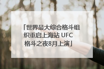 世界最大综合格斗组织重启上海站 UFC格斗之夜8月上演