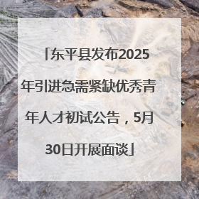 东平县发布2025年引进急需紧缺优秀青年人才初试公告，5月30日开展面谈