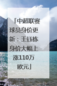 中超联赛球员身价更新：王钰栋身价大幅上涨110万欧元
