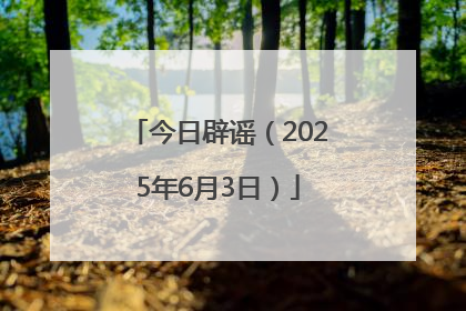 今日辟谣（2025年6月3日）