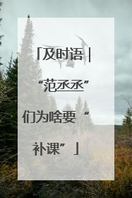 及时语｜“范丞丞”们为啥要“补课”