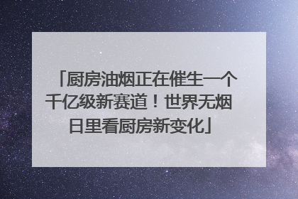 厨房油烟正在催生一个千亿级新赛道！世界无烟日里看厨房新变化