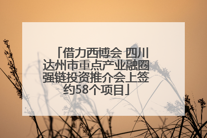 借力西博会 四川达州市重点产业融圈强链投资推介会上签约58个项目