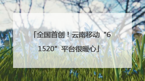 全国首创！云南移动“61520”平台很暖心