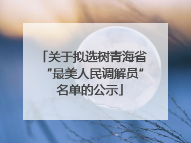 关于拟选树青海省“最美人民调解员” 名单的公示