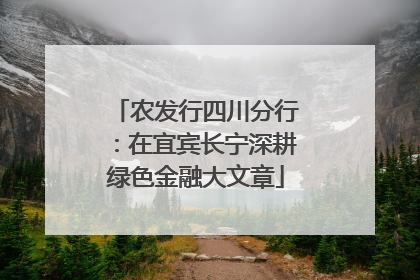 农发行四川分行：在宜宾长宁深耕绿色金融大文章