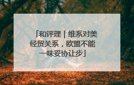 和评理｜维系对美经贸关系，欧盟不能一味妥协让步
