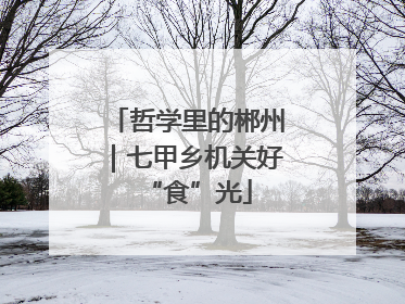 哲学里的郴州｜七甲乡机关好“食”光