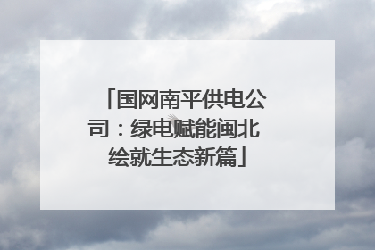 国网南平供电公司：绿电赋能闽北 绘就生态新篇