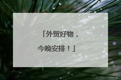 外贸好物，今晚安排！