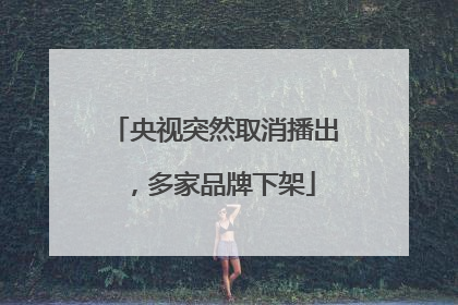 央视突然取消播出，多家品牌下架