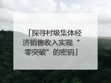 探寻村级集体经济销售收入实现“零突破”的密码