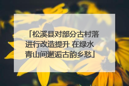 松溪县对部分古村落进行改造提升 在绿水青山间邂逅古韵乡愁