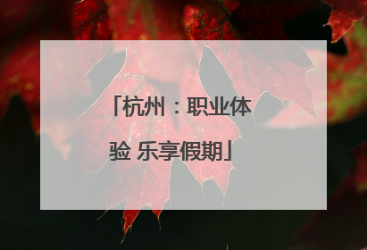 杭州：职业体验 乐享假期