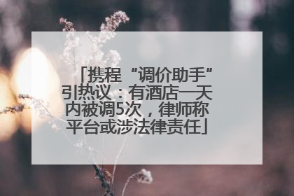 携程“调价助手”引热议：有酒店一天内被调5次，律师称平台或涉法律责任