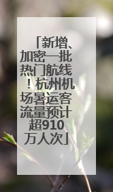 新增、加密一批热门航线！杭州机场暑运客流量预计超910万人次