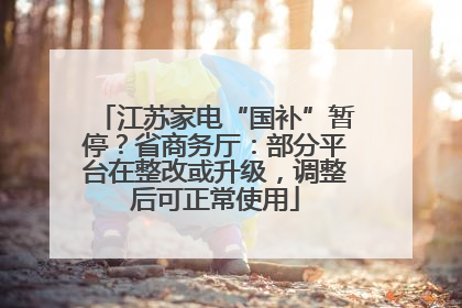 江苏家电“国补”暂停？省商务厅：部分平台在整改或升级，调整后可正常使用
