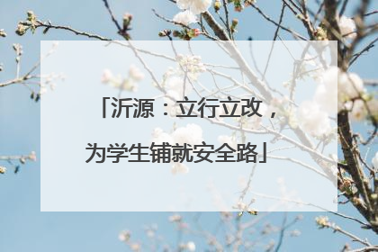 沂源：立行立改，为学生铺就安全路