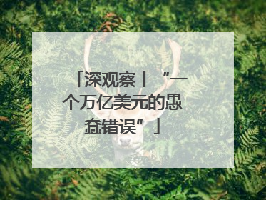 深观察丨“一个万亿美元的愚蠢错误”
