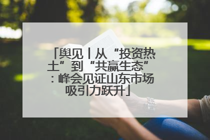 舆见丨从“投资热土”到“共赢生态”：峰会见证山东市场吸引力跃升