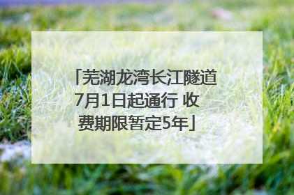 芜湖龙湾长江隧道7月1日起通行 收费期限暂定5年