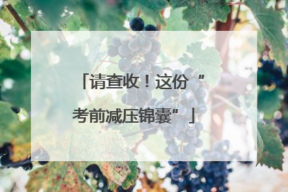 请查收！这份“考前减压锦囊”