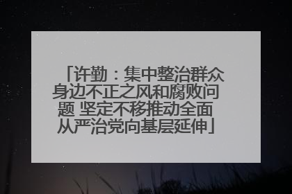 许勤：集中整治群众身边不正之风和腐败问题 坚定不移推动全面从严治党向基层延伸