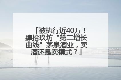 被执行近40万！肆拾玖坊“第二增长曲线”茅泉酒业，卖酒还是卖模式？