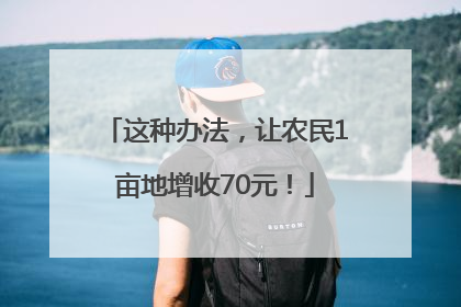 这种办法，让农民1亩地增收70元！