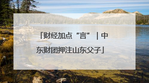财经加点“言”｜中东财团押注山东父子