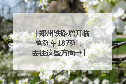郑州铁路增开临客列车187列，去往这些方向→