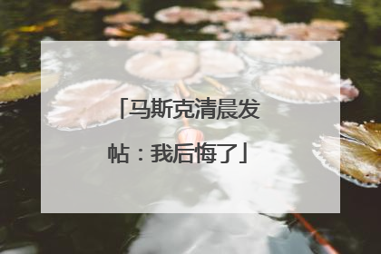 马斯克清晨发帖：我后悔了