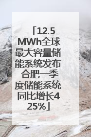12.5MWh全球最大容量储能系统发布 合肥一季度储能系统同比增长425%
