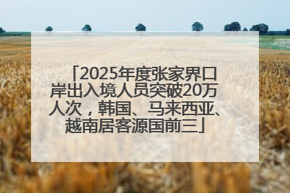 2025年度张家界口岸出入境人员突破20万人次，韩国、马来西亚、越南居客源国前三
