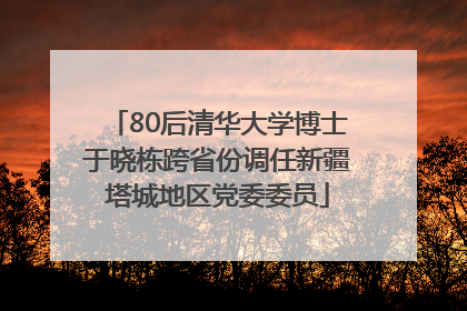 80后清华大学博士于晓栋跨省份调任新疆塔城地区党委委员